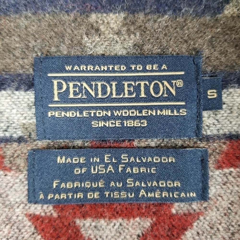 Pendleton Woolen Mills Southwest Aztec Vest Wool Geometric Suede Mens Size Small - Picture 4 of 6